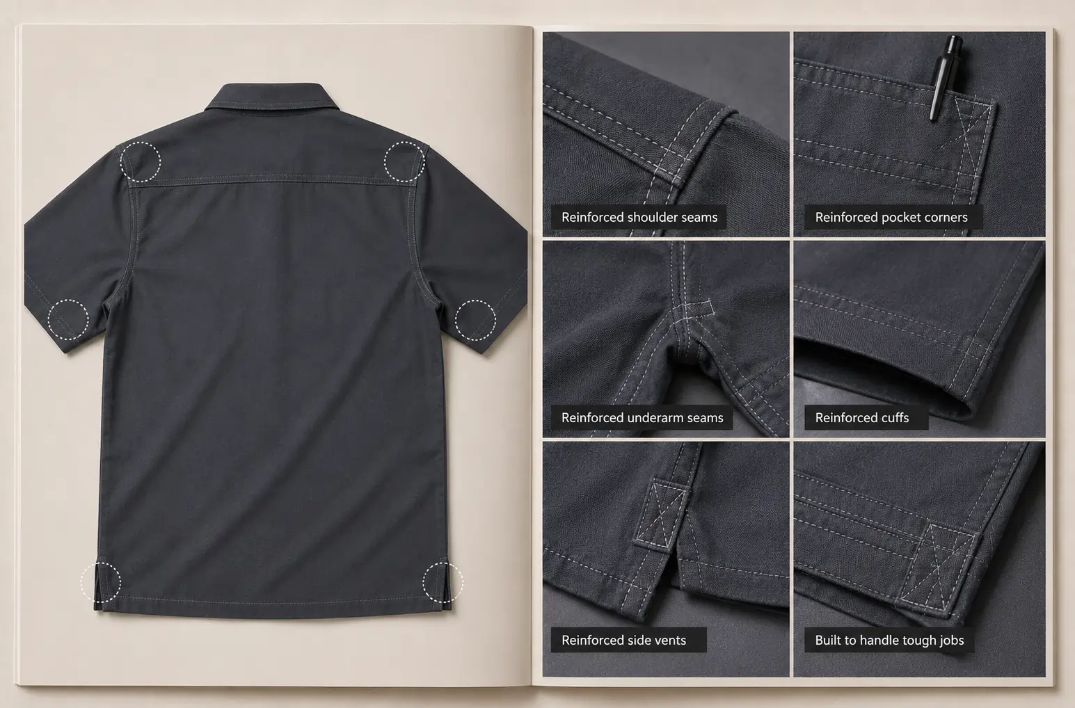 Reinforced stitching detail