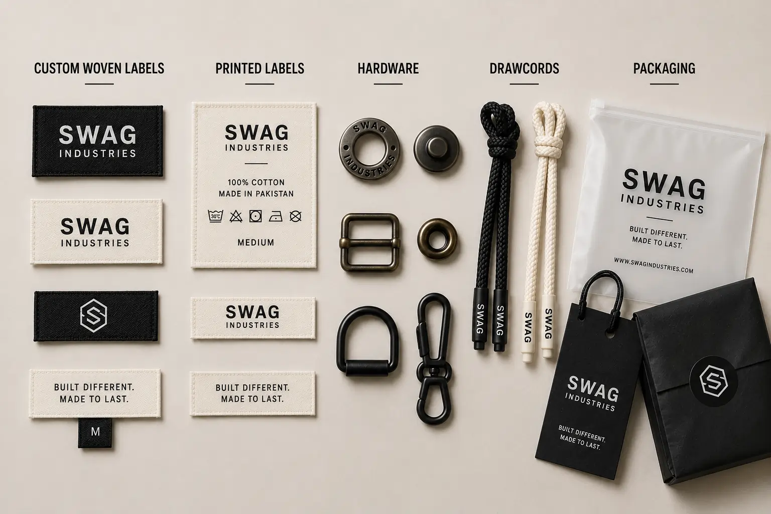 Custom private label trims and packaging